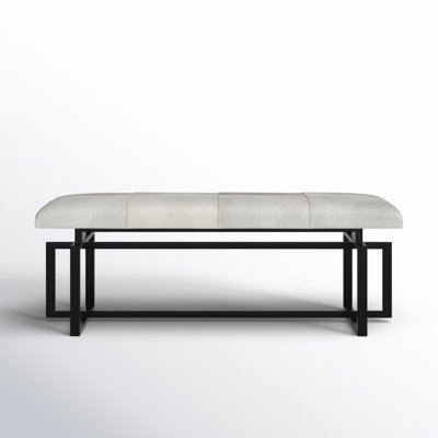 Anais Genuine Leather Upholstered Bench - Grey