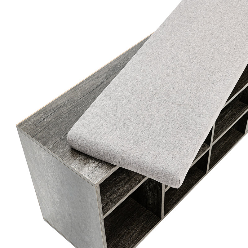 Lewan Linen Upholstered Storage Bench, Grey