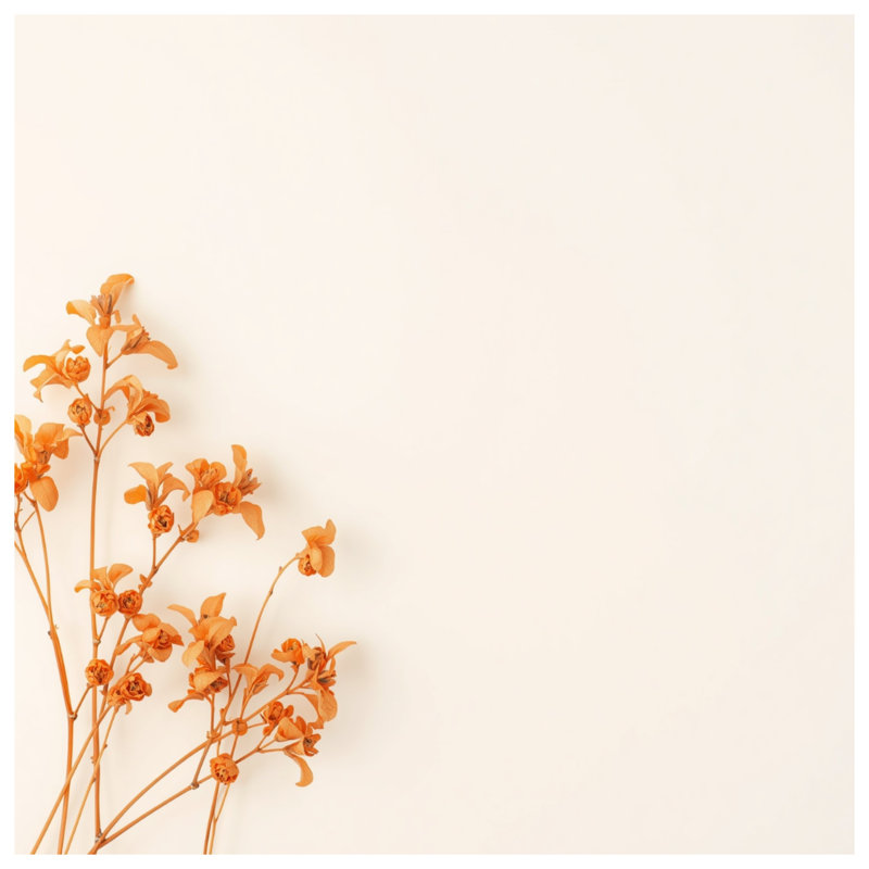 Tapisserie murale fleurs orange séchées, 50in H x60in W with 4 Grommets