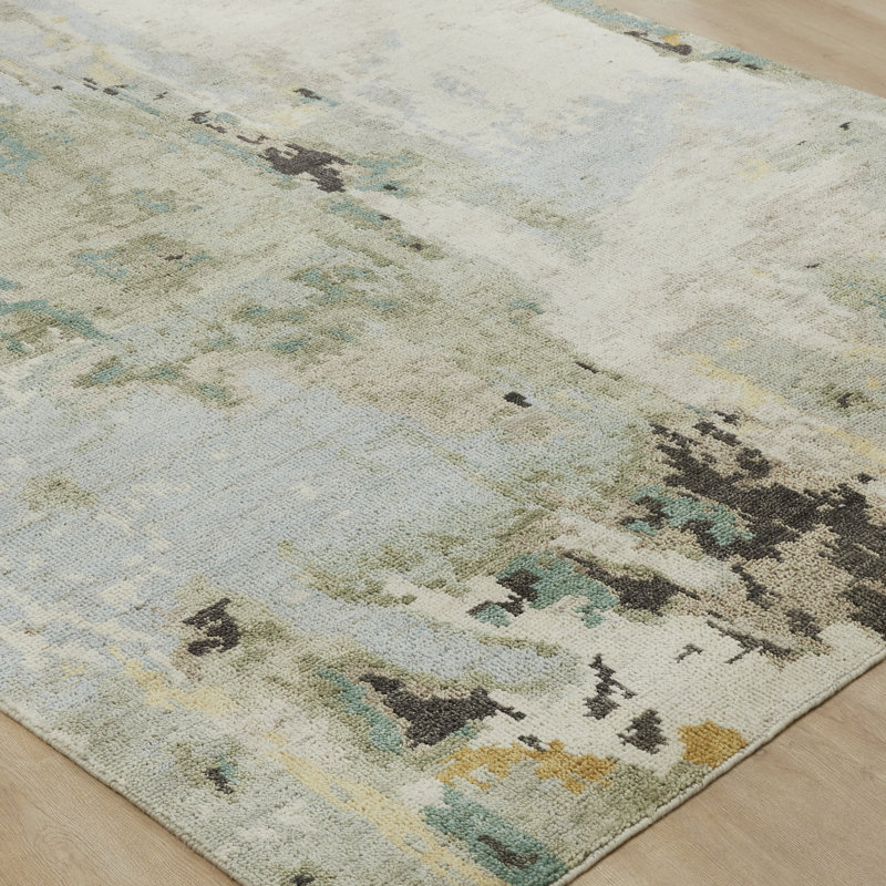Toros Misty Jade Hand-Knotted Wool Area Rug, Rectangle 8' x 10'