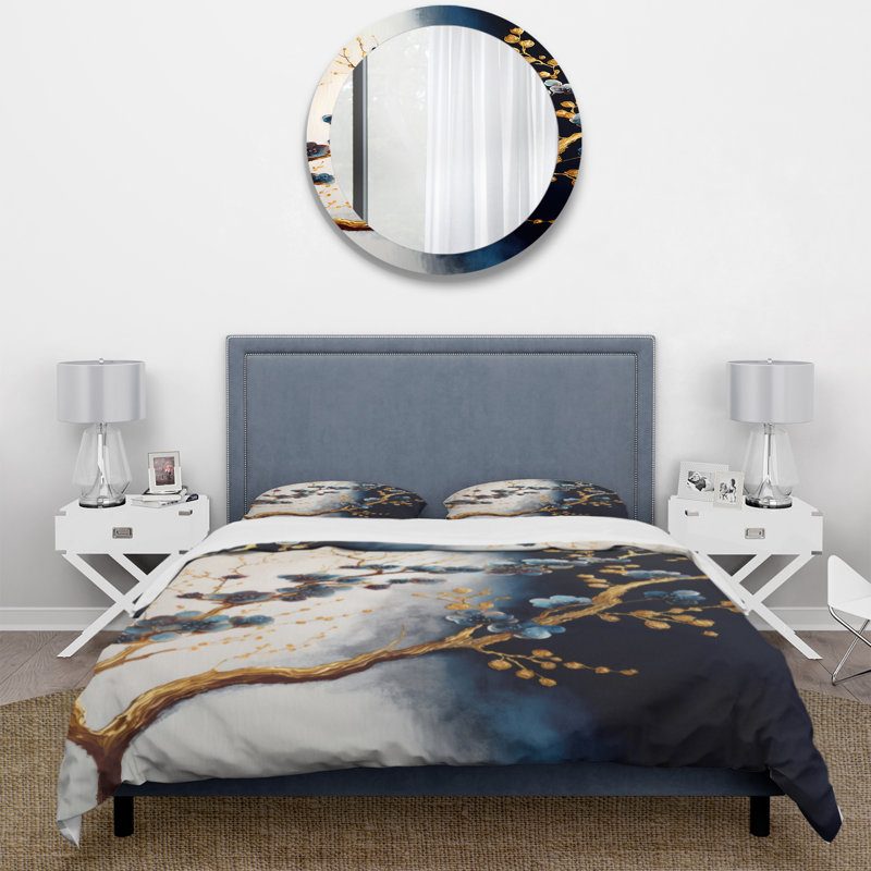 BED55869-Ensemble de housse de couette en microfibre / polyester, Housse de couette pour grand lit et 2 taies décor
