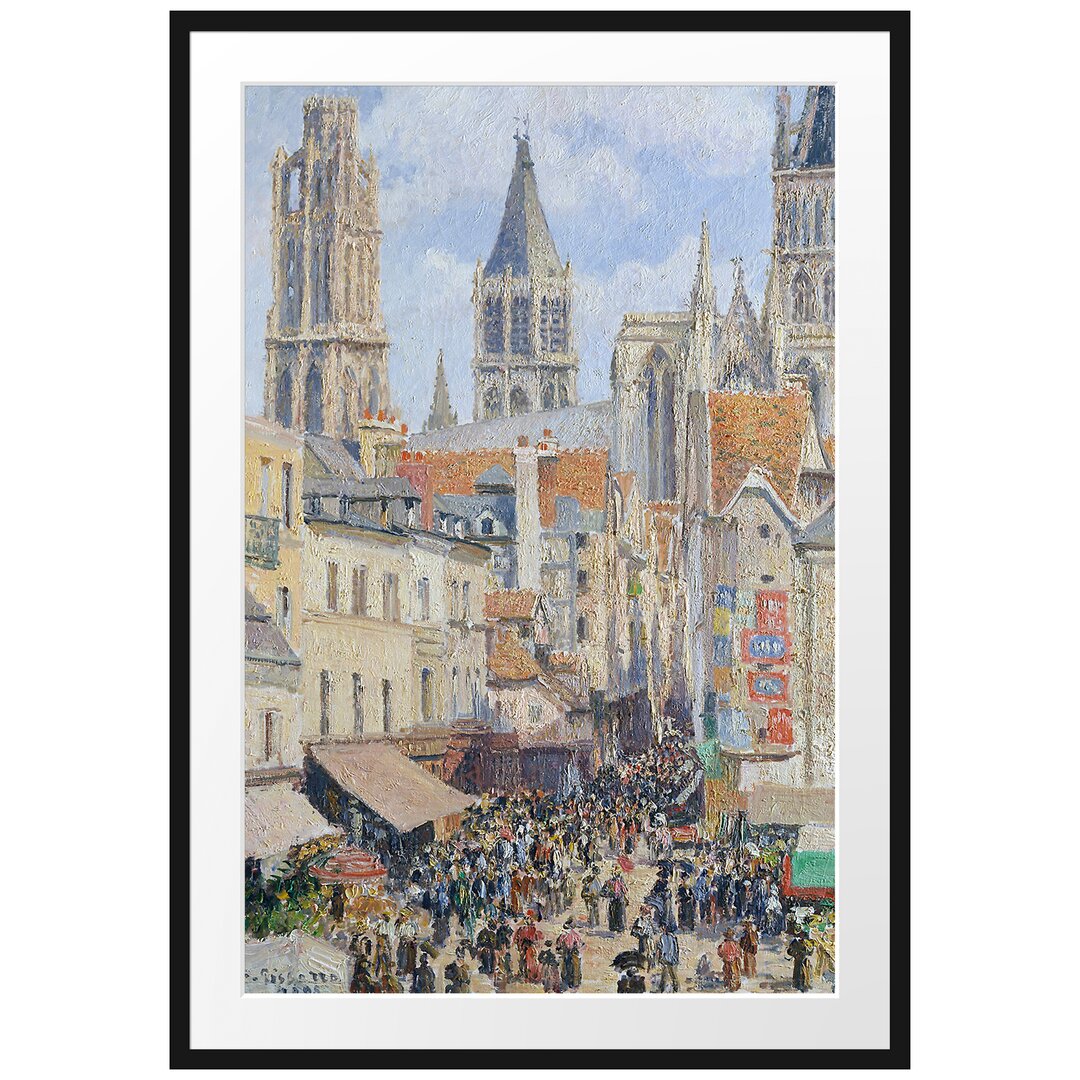 Gerahmter Kunstdruck Rouen Rue De l'Épicerie von Camille Pissarro