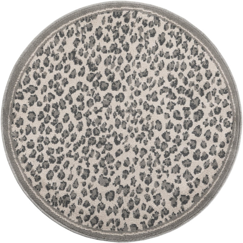 Tapis Pardus Teonni, Grey, Rond 3 pi 1 po