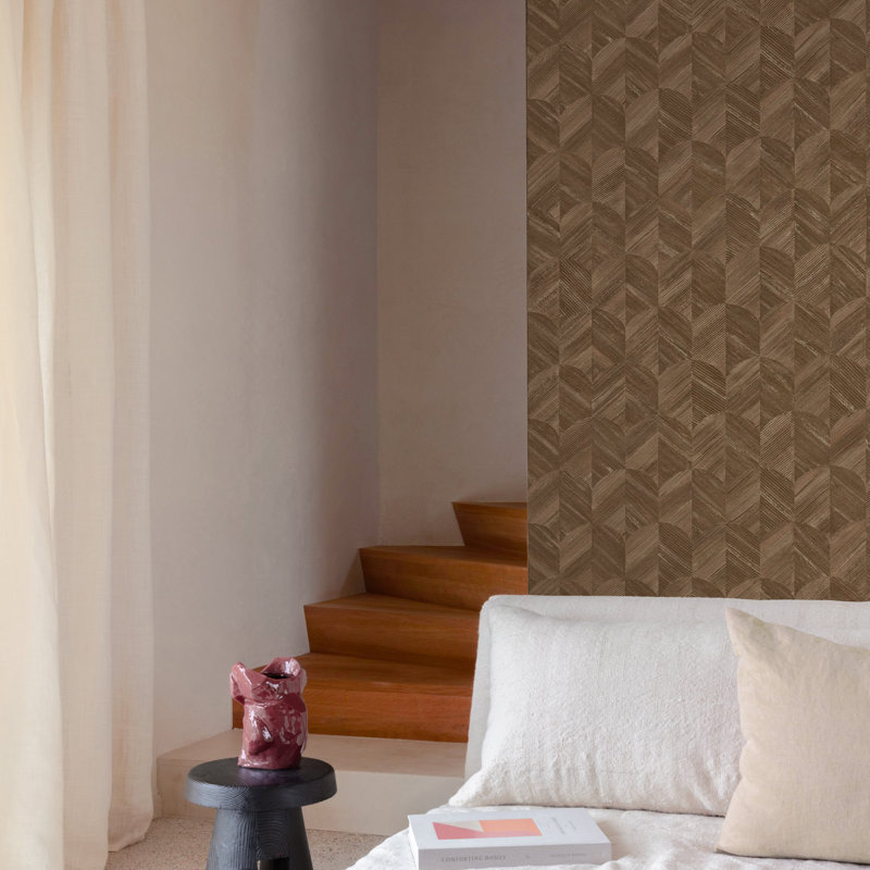 Surfaces Collection Geometric Prism Wallpaper Roll, Bronze