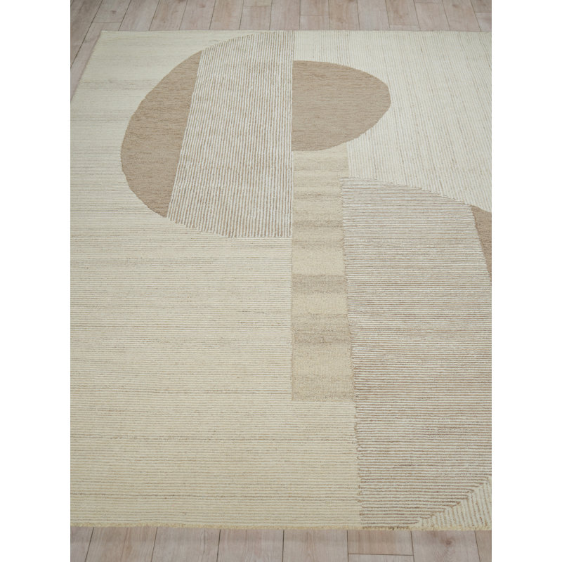 Mikura Hand Tufted New Zealand Wool Taupe/Light Brown/Ivory Area Rug, 8'X10'