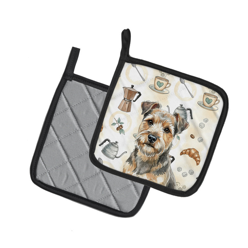 Paire de porte-cafetières Griuse and Tan Norfolk Terrier
