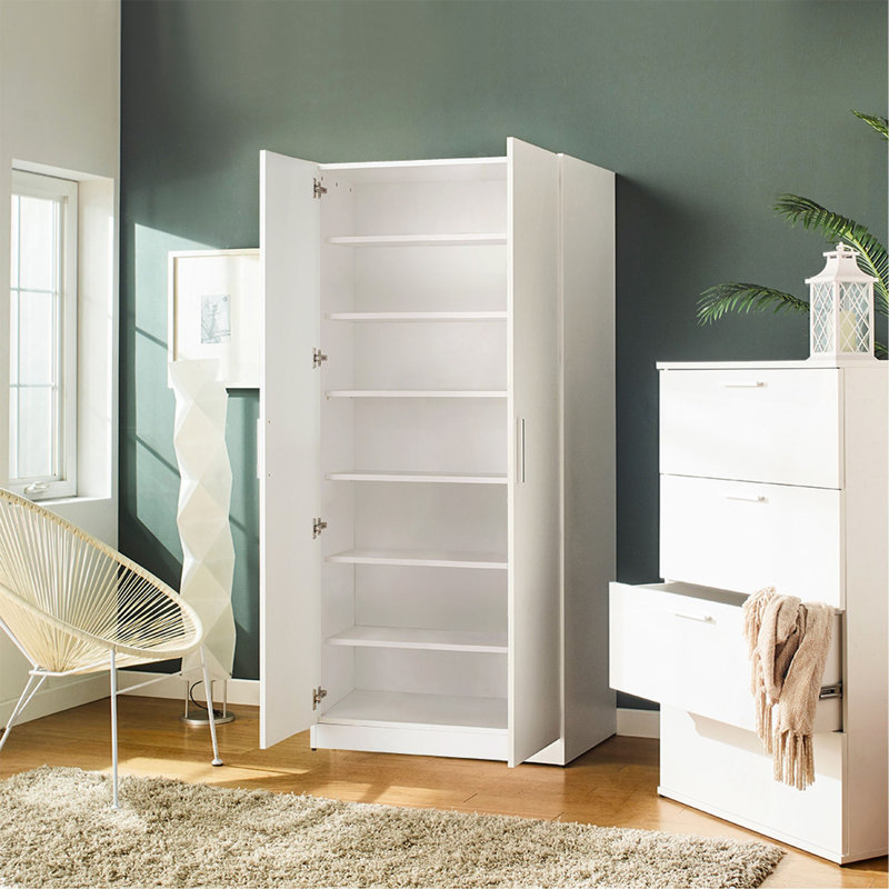 Mia Range-chaussures haut avec six tablettes en blanc