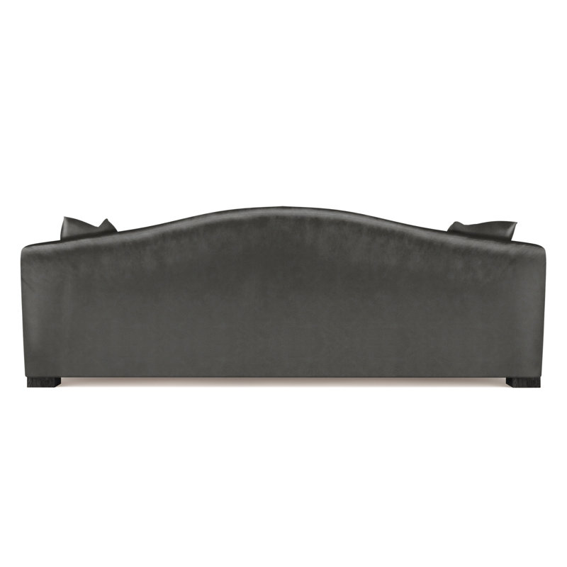 Horatio Camelback Taper Curved-Arm Sofa, Vintage Leather Graphite, 33" H x 108" W x 36" D, Weathered
