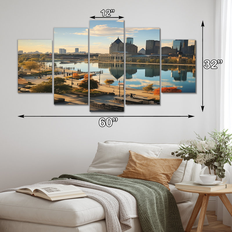 «Detroit Motor City I», reproduction sur toile - 5 panneaux
