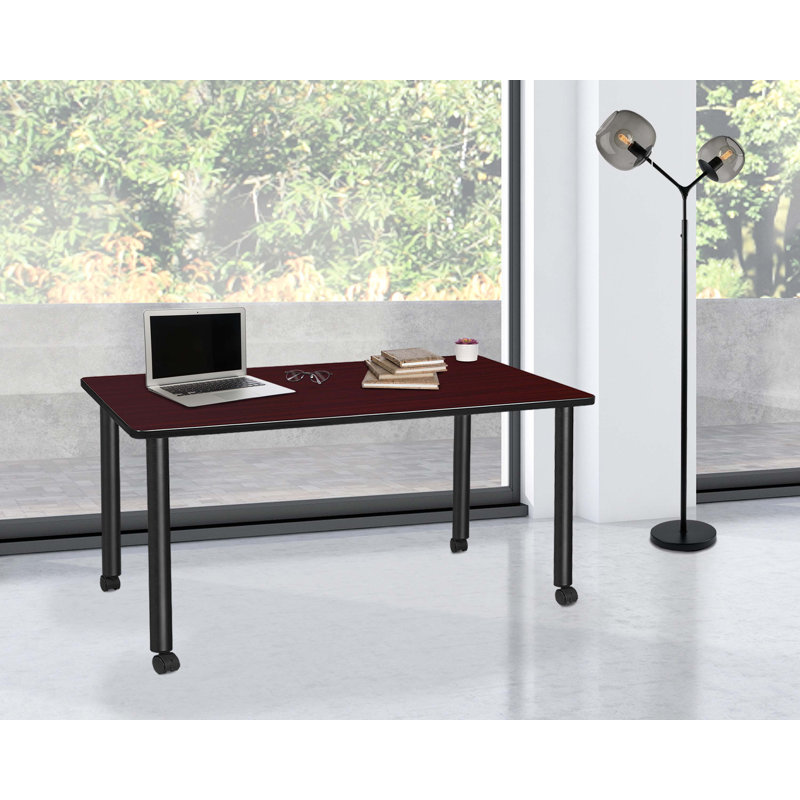 Regency Kee Mobile Desk, Mahogany/Black, 29" H x 66" W x 24" D