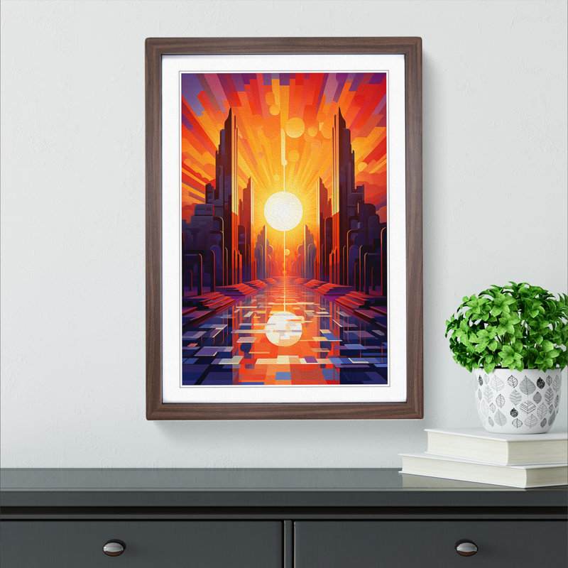 Single Picture Frame Print on Wood, 34cm H x 25cm W, Walnut Framed