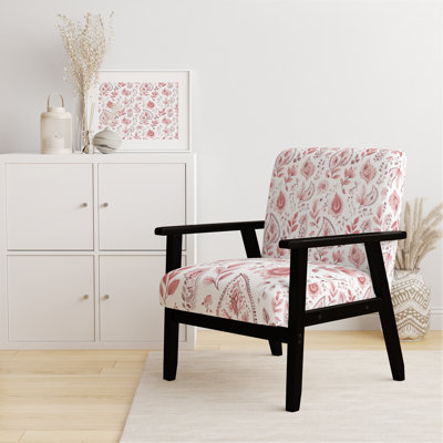 Chaise d'appoint French Country - fauteuil rouge et blanc à motif cachemire délicat