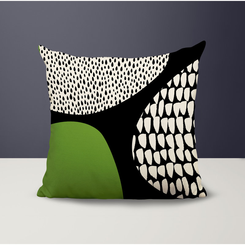 Coussin carré intérieur / extérieur pia, H 15 po x l 15 po, Chartreuse/Black/Off-White