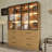 79" Oak Bookcase With 6 Drawers, 3-tier Storage Cabinet With App Control Led Lights