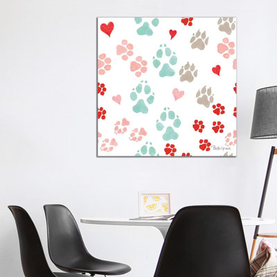 Paws Of Love Pattern IIIA by Beth Grove - Wrapped Canvas Print