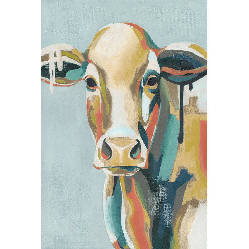Colorful Cows I by Grace Popp - Painting on Canvas, 76cm H x 51cm W, Wrapped Canvas