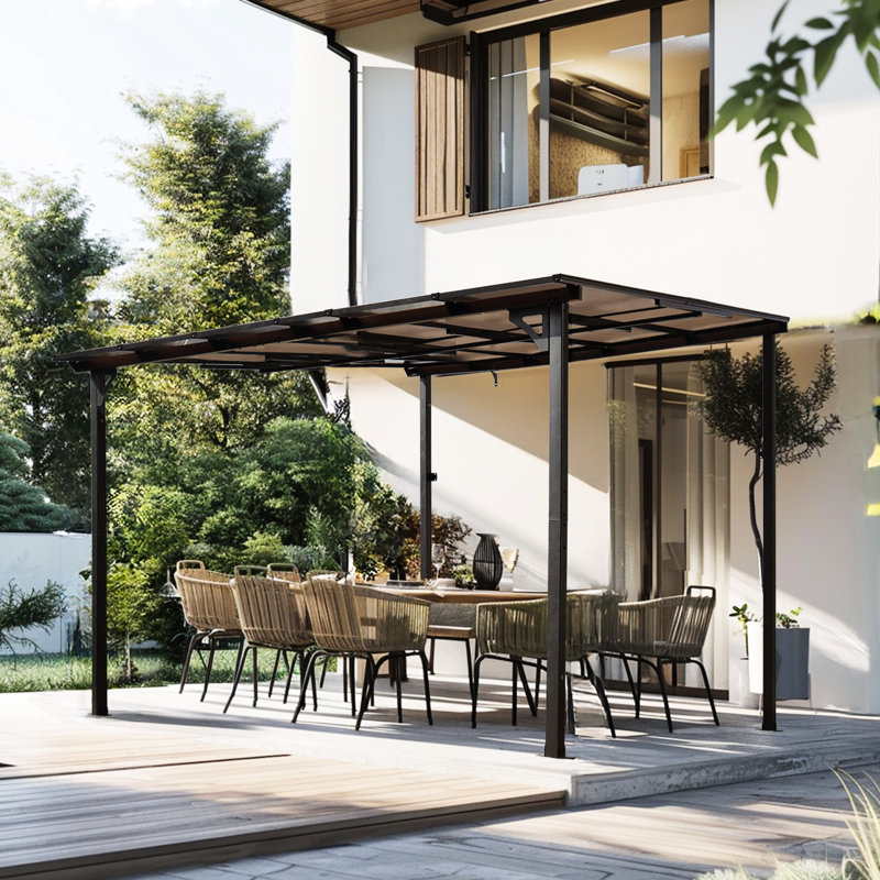 Gazebo de patio de 3 m x 3 m - Auvent métallique avec structure et support pour pergola de jardin, terrasse ou patio.