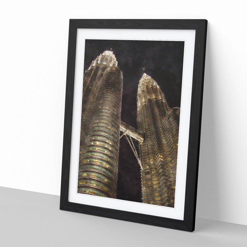 Petronas Towes in Kuala Lumpur Vol.2 - Framed Print, 65cm H x 48cm W x 2cm D, Black Framed