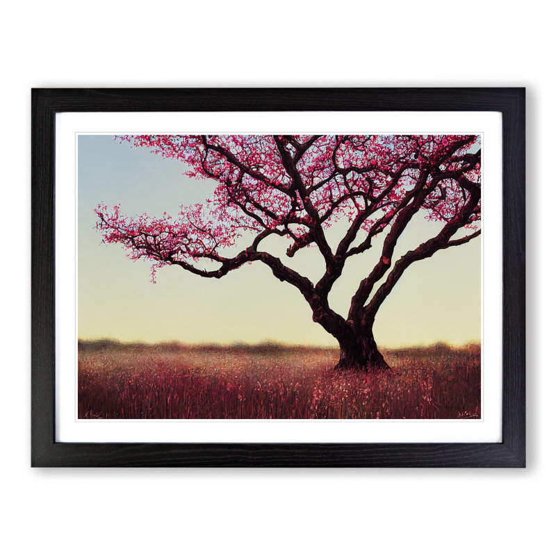 Feisty Blossom Tree - Single Picture Frame Painting, Black, 25cm H x 34cm W x 2cm D