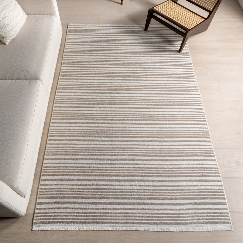 Millicent Striped Machine Washable Area Rug, Rectangle 5' x 8'