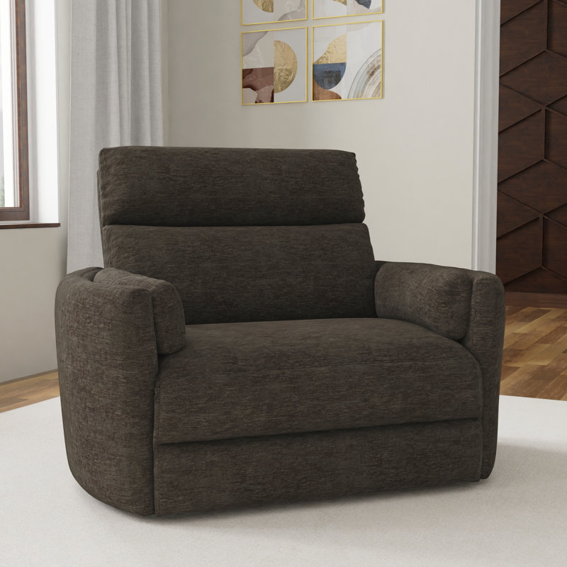 Fauteuil inclinable oscillant très large Bre avec accoudoirs ronds, Chenille Krypton