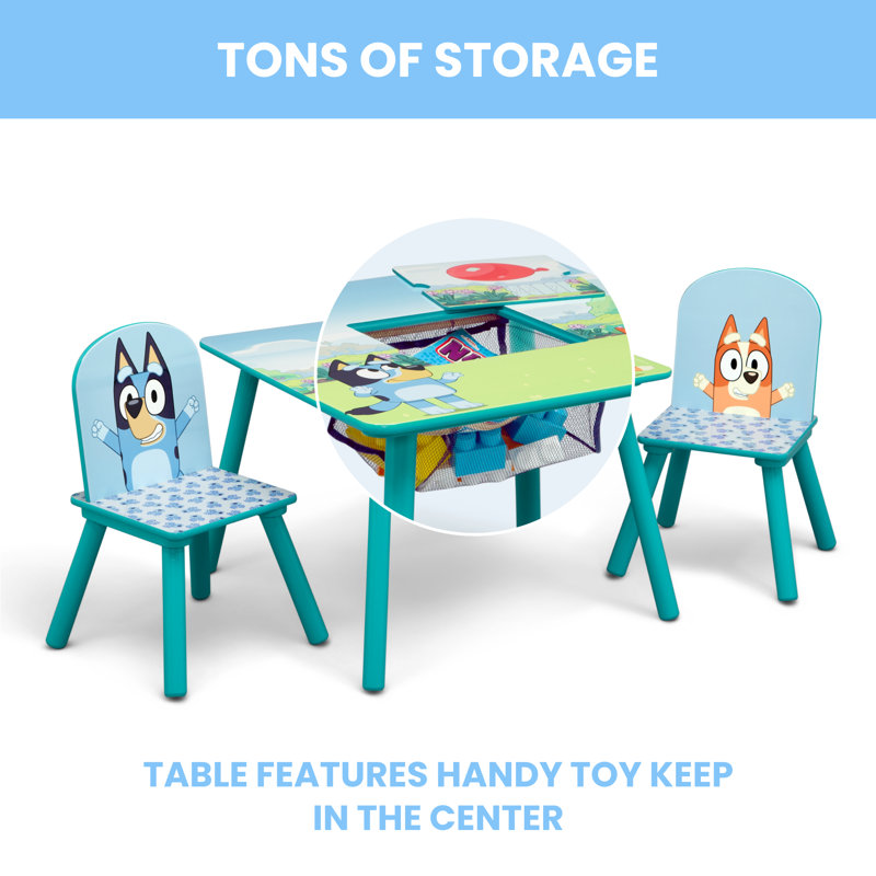 Bluey Kids Table And Chair Set With Storage (2 Chairs Included) Delta Children - Greenguard Gold Certified
