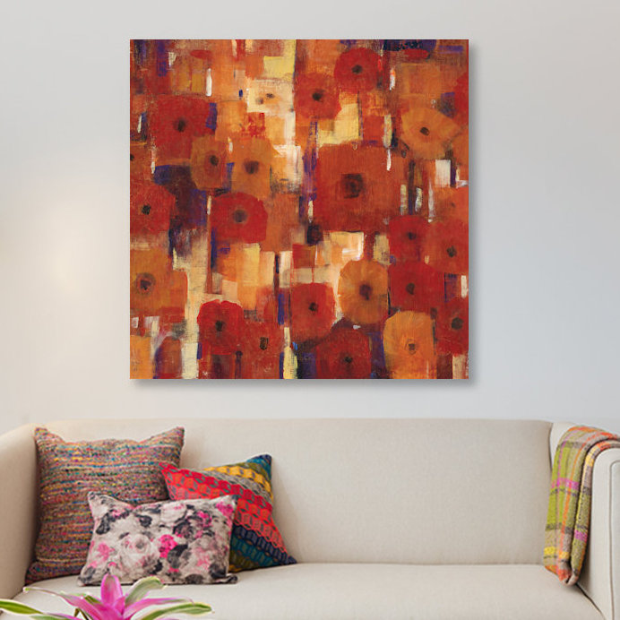 «Transitional Poppies II», reproduction d'art sur toile tendue, H 26 po x l 26 po x P 1,5 po, Toile avec cadre noir