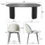 Ensemble de table de salle à manger 79 "ovale noire 79" avec 6 chaises de salle à manger rembourrées blanches, base double piédestal-471821355
