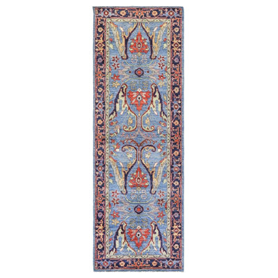 New Turkmen Afghan One-of-a-Kind Runner 2'10" x 8'2" Area Rug