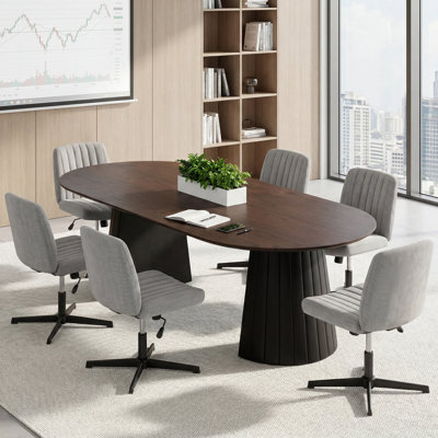 Ensemble de table de réunion ovale 7 pièces Jade