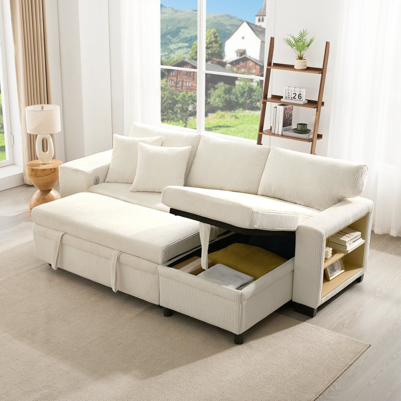 Sofa, Beige Corduroy, Beige