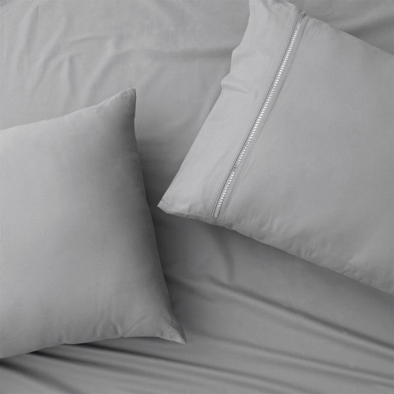 Twin Sheet Set, 100% Combed Cotton Twin Sheets, Extra Soft, Breathable Bedding Sheet Set with 15" Deep Pocket, 3 Pcs Hotel Luxury Bed Sheets (Grey)