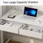 Bureau de charge 40 po avec 2 prises et 2 ports USB - Bureau d'ordinateur / meuble-lavabo à 2 tiroirs pour bureau ou chambre à coucher