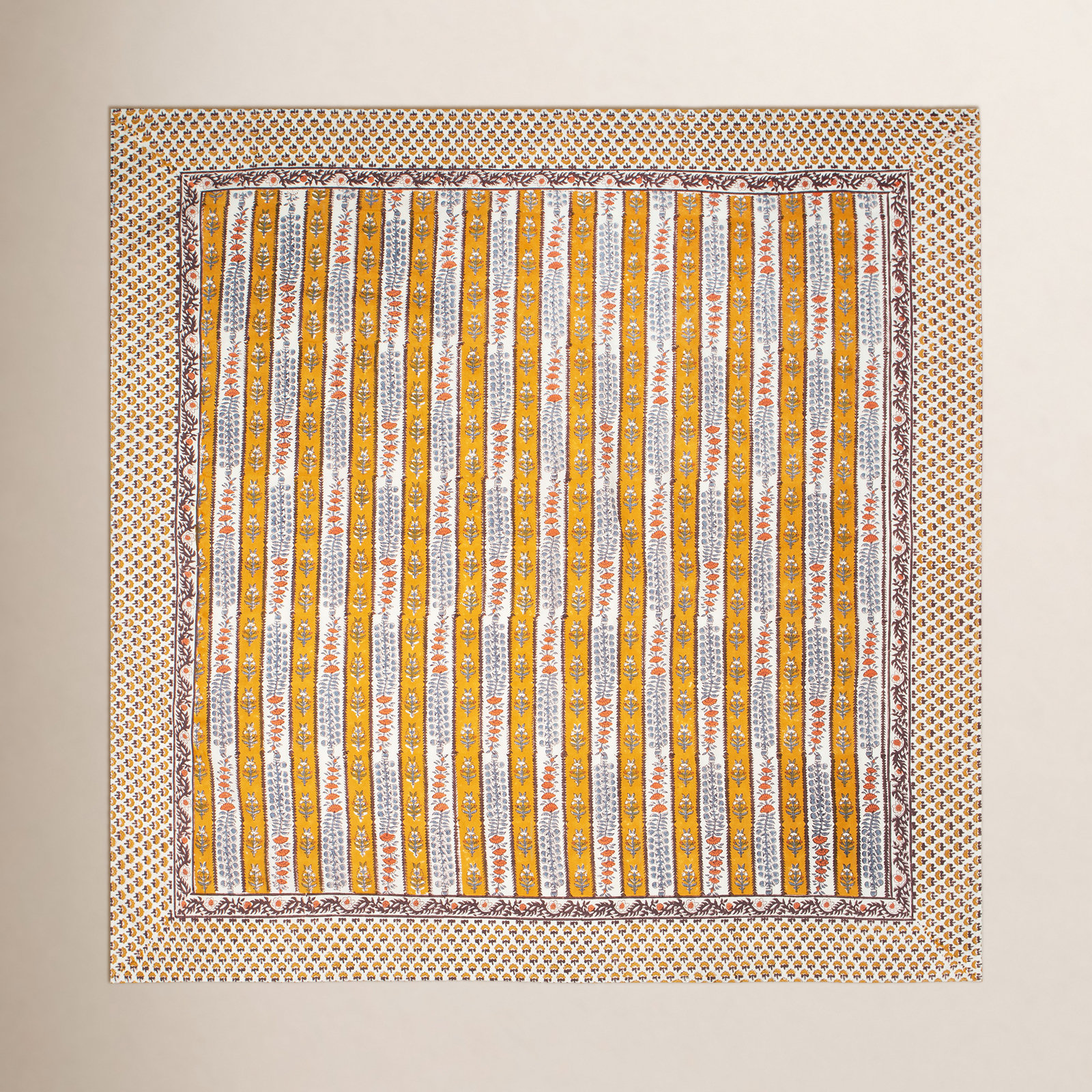 Charlemont Floral Tablecloth, Dijon/Blue, 86" x 59"