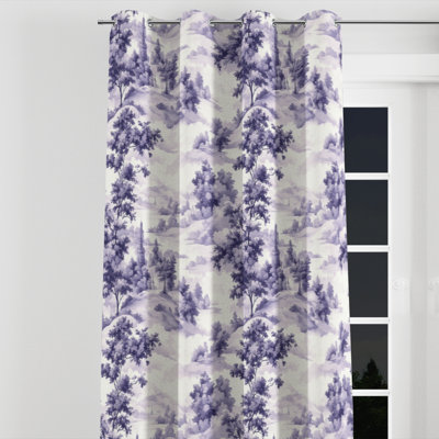 French Country Window curtains - Purple Pastel Toile Grommet Curtain - 1 Panel
