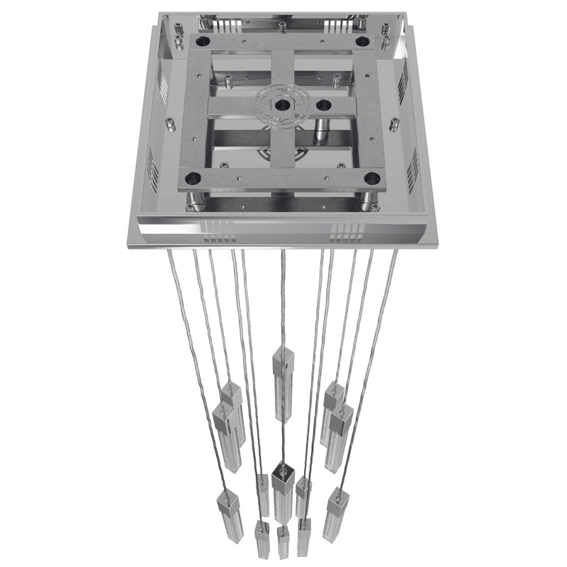 Luminaire suspendu grappe 13 lumières Boa, Chrome poli