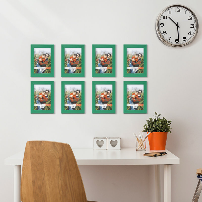 Ensemble de 8 cadres muraux en bois 8 pièces, 5 po x 7 po, Vert émeraude