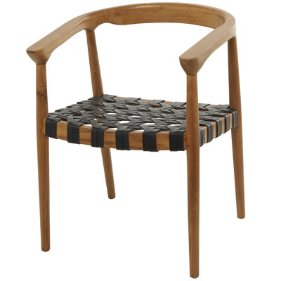Contemporary Teak Wood Woven Round Chair