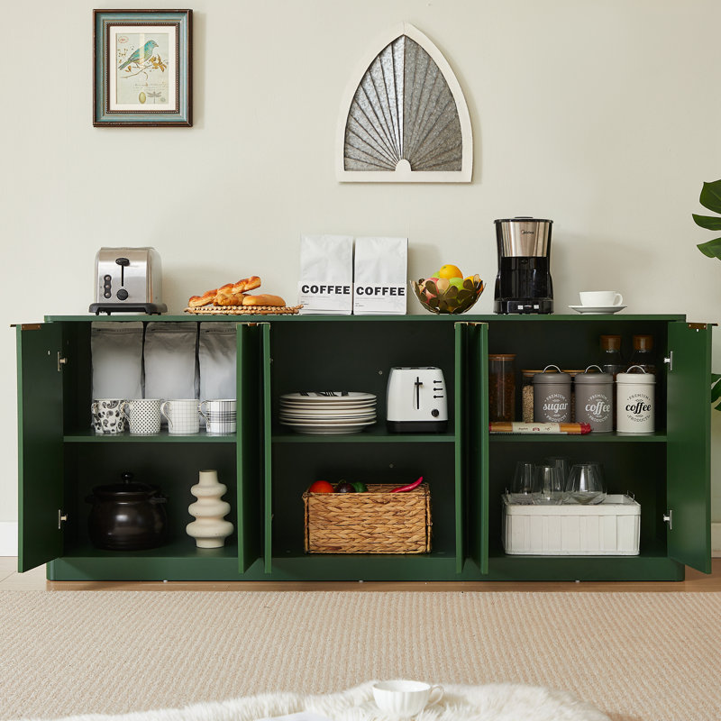 Wooden Kenilworth with 6 doors and metal handles, Green