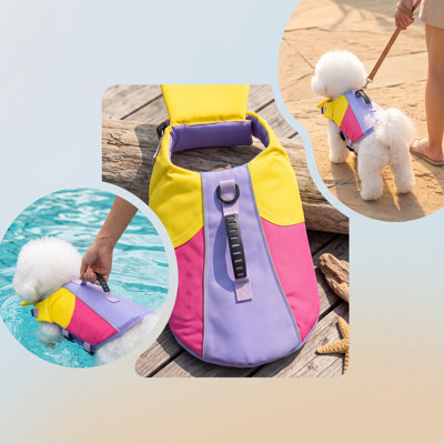 Dog Shoes Dog  Jacket With Chin  Adjustable Dog   With Chin Support Rescue Handle Leash D Ring And  Release Buckles For Swimming Boating And Pool
