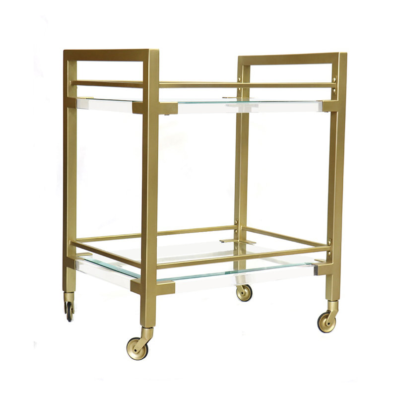 Baylor Lucite and Stainless Steel Serving Bar Cart