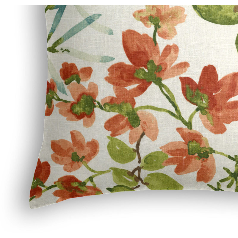 Awash In The Park Linen Square Pillow Cover & Insert, 16" x 16", Rust/Green/White