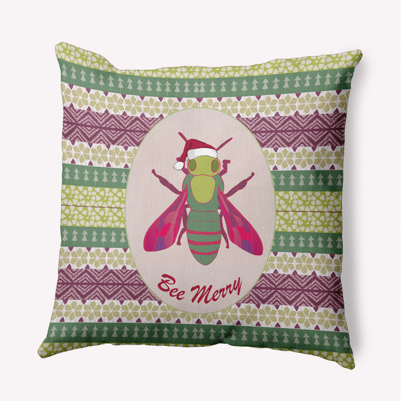 Coussin décoratif géométrique intérieur / extérieur en polyester, 18 po x 18 po