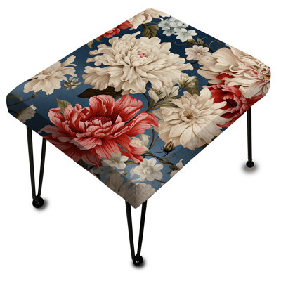 Motif floral rouge et blanc - Repose-pieds rectangulaire floral