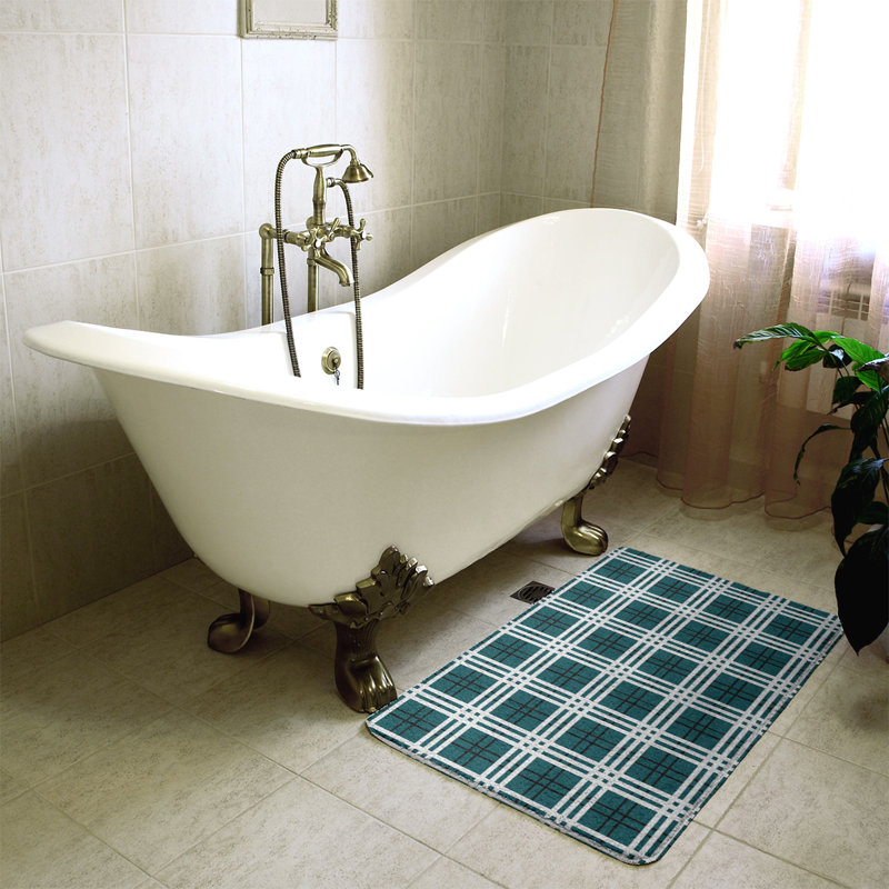 Tapis pour salle de bain Philadelphia, l 21 po x L 34 po, Vert foncé / blanc