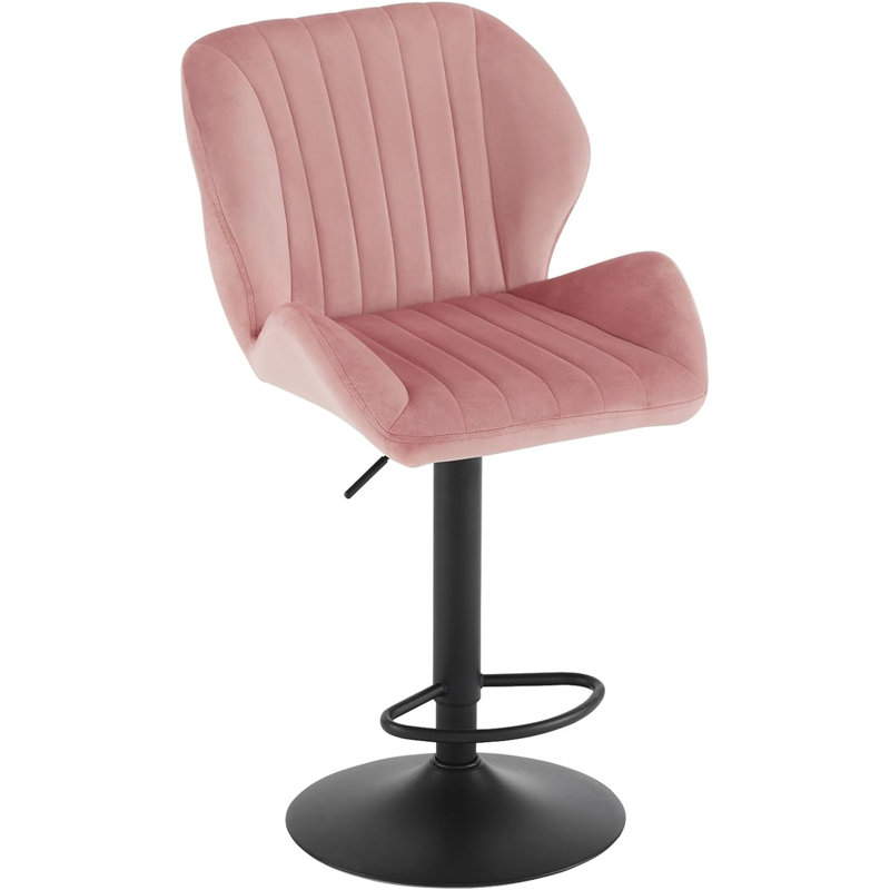 Trikomo Swivel Upholstered Adjustable Height Counter Stool with Metal Frame, Rose