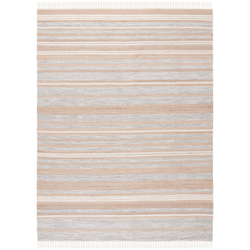 Caspen Hand Woven Jute, Wool Striped Rug, Rectangle 8' x 10'