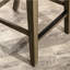 Tabouret de comptoir rustique de 24 po avec siège en cuir noir, aspect gris vieilli, style pour la cuisine, pieds, barre de cadre stable