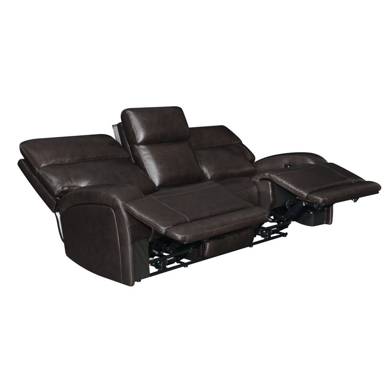Canapé inclinable en cuir 86 po Elizabethmarie, Similicuir brun foncé