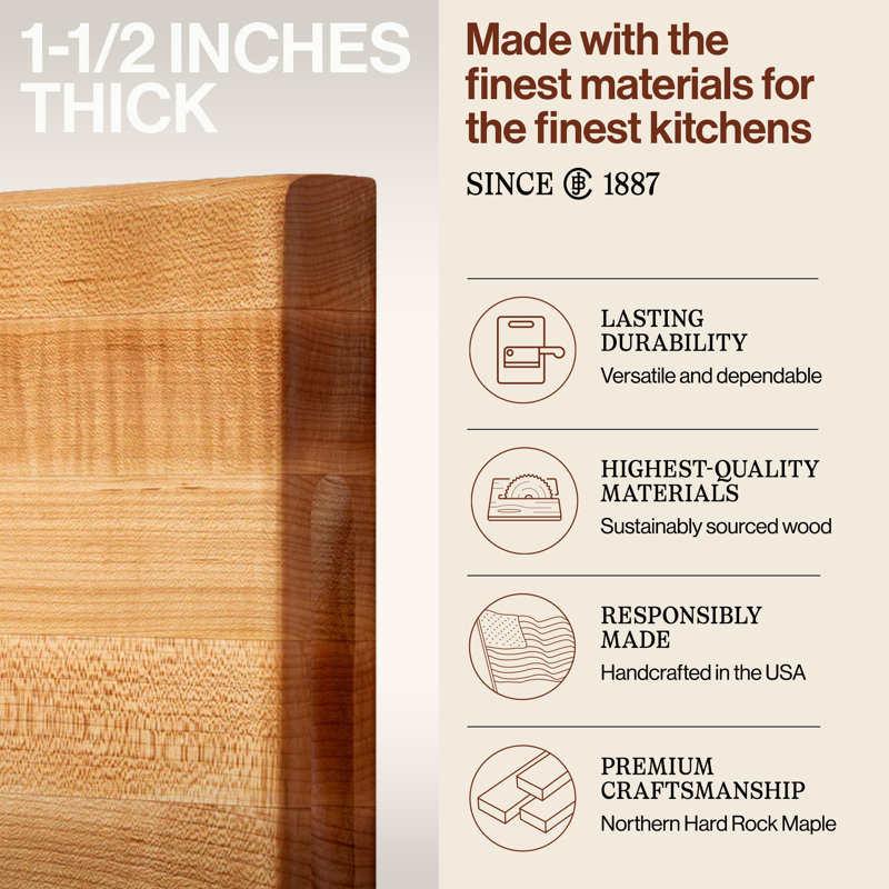 John Boos Maple Wood Edge Grain Reversible Cutting Board, Walnut, 18" x 12"